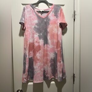 ZIA size medium tie-dye, pink and gray and white short summary dress